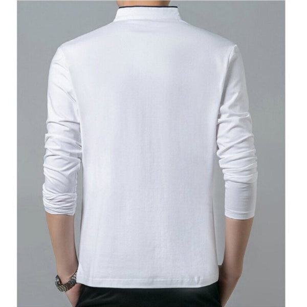 Hot Sale 2020 Spring Mens Tshirt Long Sleeve Stand Basic Solid Blouse Tee Shirt Top Casual Cotton T-shirt Men Undershirt 200000783 BeryBeth 